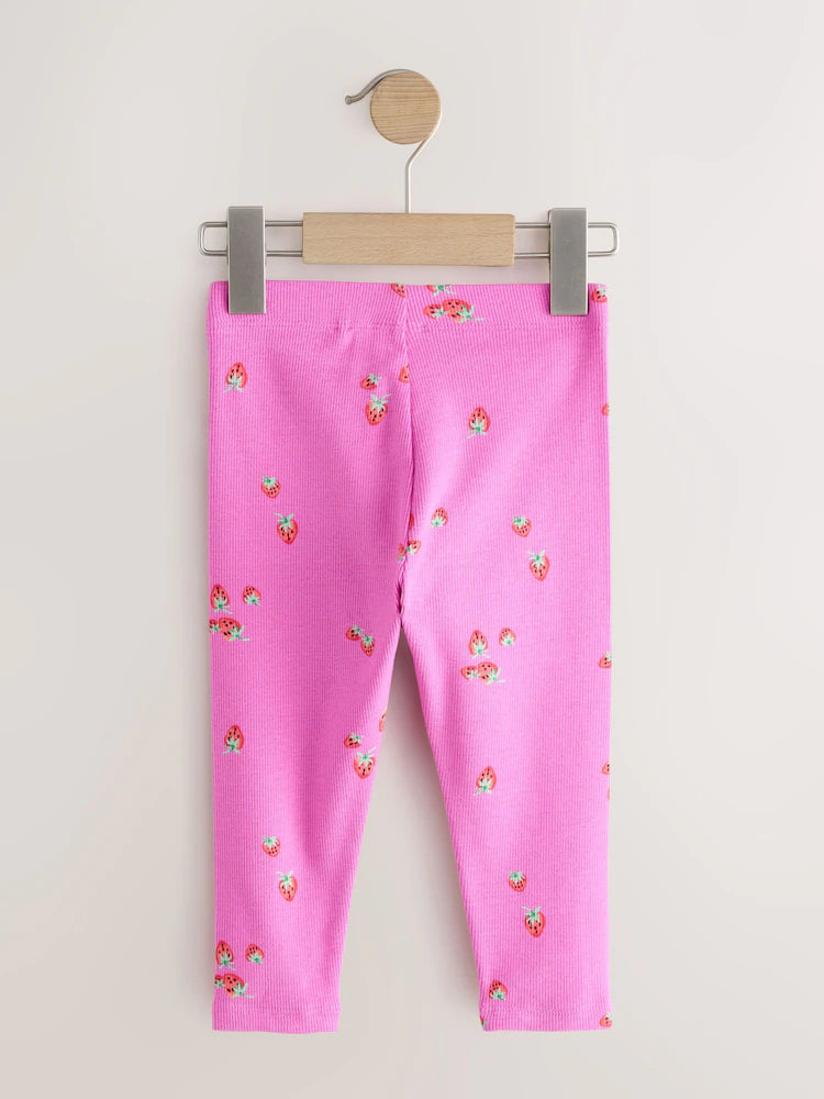 |Girl| Pacote Com 5 Leggings Caneladas Rosa (3 meses a 7 anos)