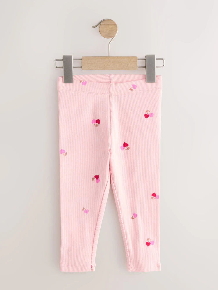 |Girl| Pacote Com 5 Leggings Caneladas Rosa (3 meses a 7 anos)