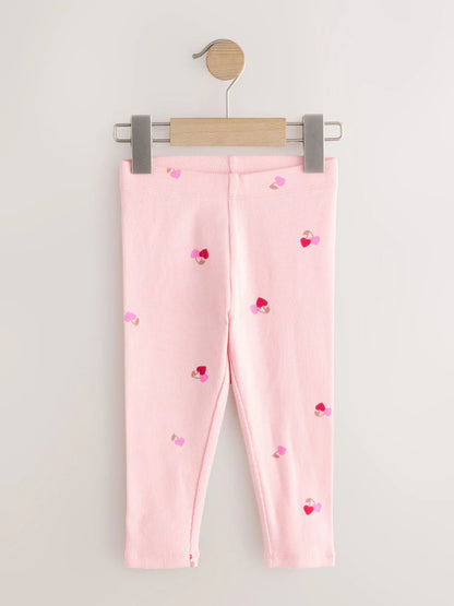|Girl| Pacote Com 5 Leggings Caneladas Rosa (3 meses a 7 anos)