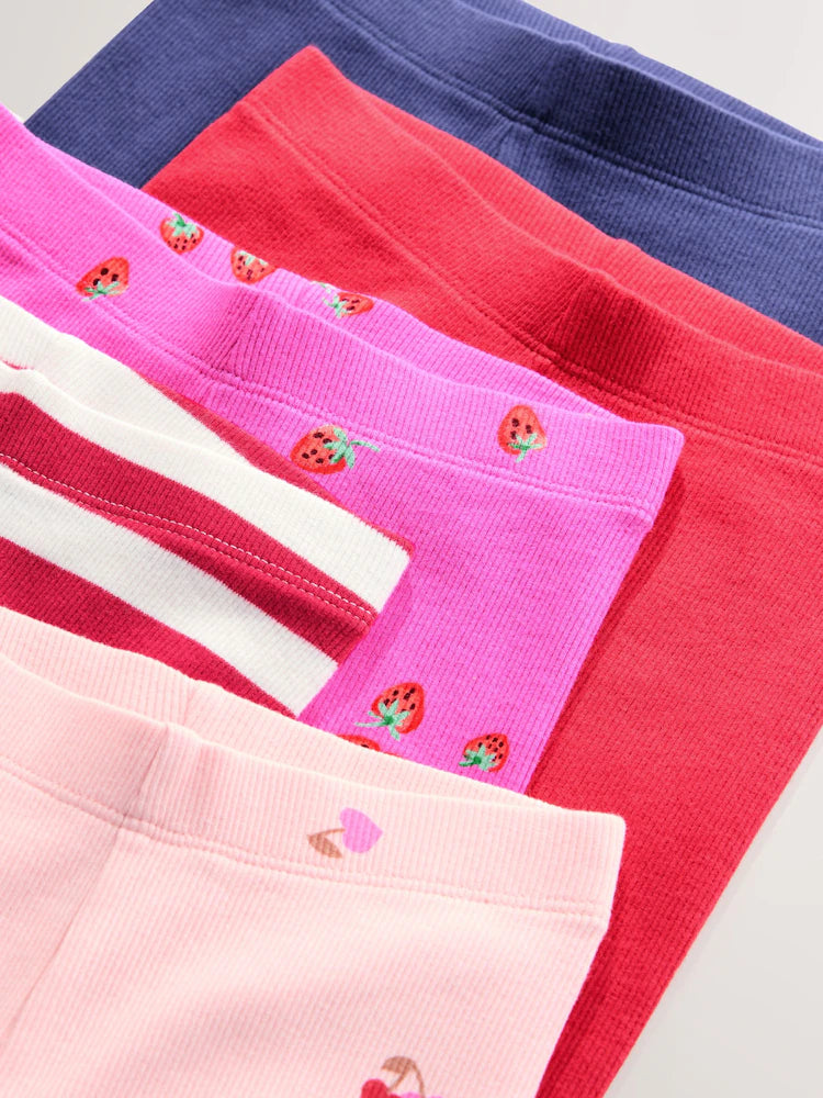 |Girl| Pacote Com 5 Leggings Caneladas Rosa (3 meses a 7 anos)