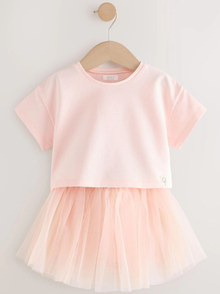 |Girl| Conjunto De Camiseta e Saia Rosa (3 meses a 7 anos)