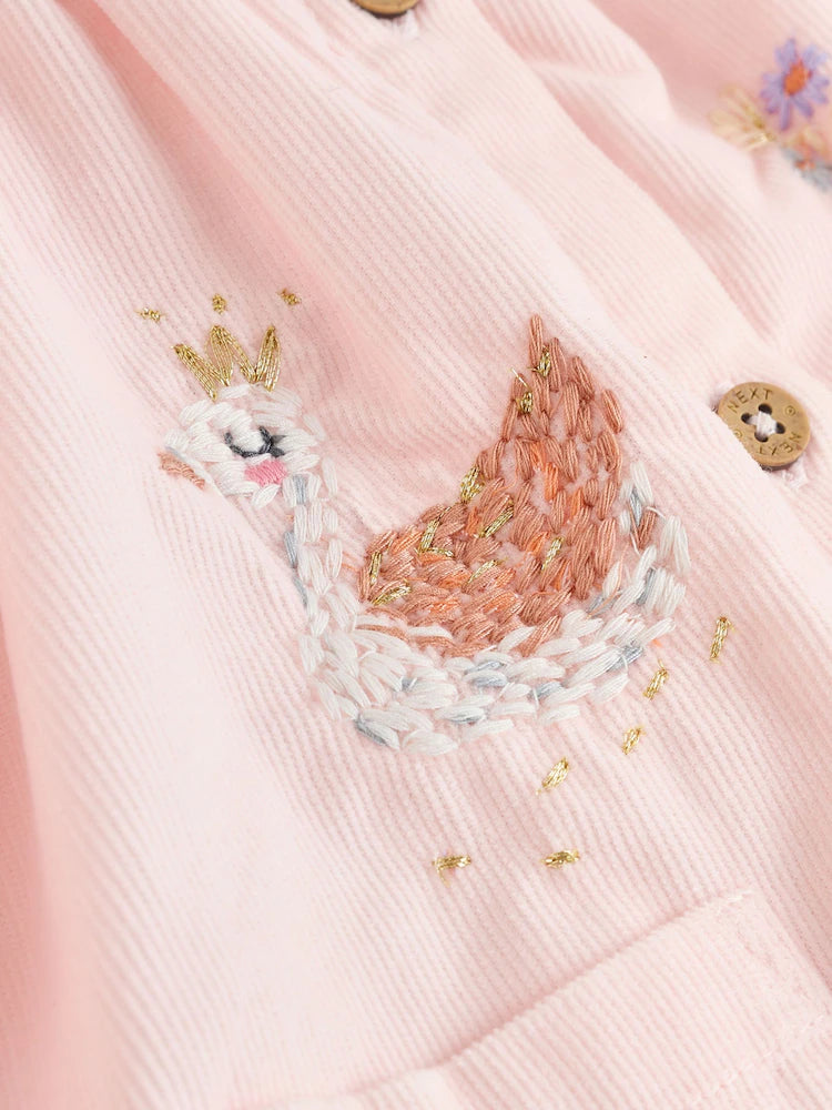 |BabyGirl| Vestido De Bebê Com Gola Trançada e Meia-Calça Rosa (0 meses a 2 anos)