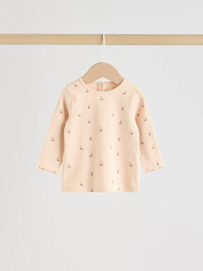 |BabyGirl| Conjunto De 3 Peças De Colete, Blusa De Manga Comprida e Leggings De Malha Neutro cereja para bebê