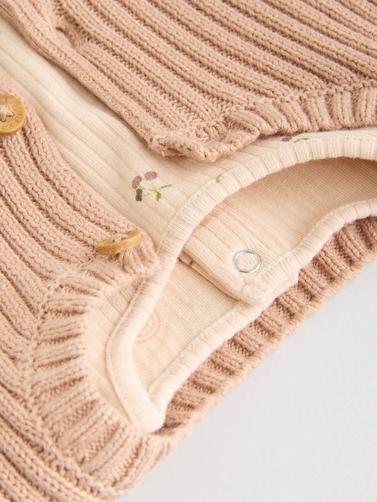 |BabyGirl| Conjunto De 3 Peças De Colete, Blusa De Manga Comprida e Leggings De Malha Neutro cereja para bebê