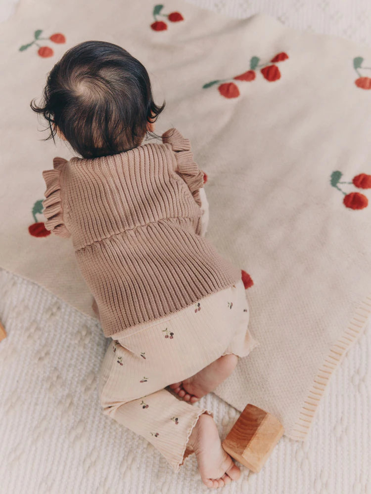 |BabyGirl| Conjunto De 3 Peças De Colete, Blusa De Manga Comprida e Leggings De Malha Neutro cereja para bebê