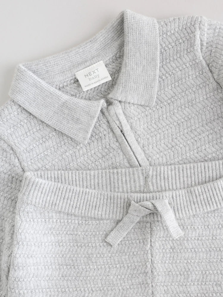 |BabyBoy| Conjunto De Suéter e Leggings De Tricô Cinza Para Bebê (0 meses a 2 anos)