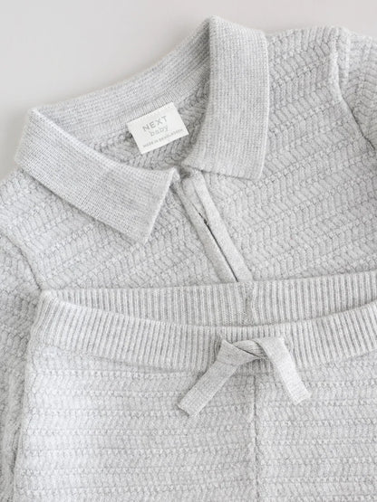 |BabyBoy| Conjunto De Suéter e Leggings De Tricô Cinza Para Bebê (0 meses a 2 anos)