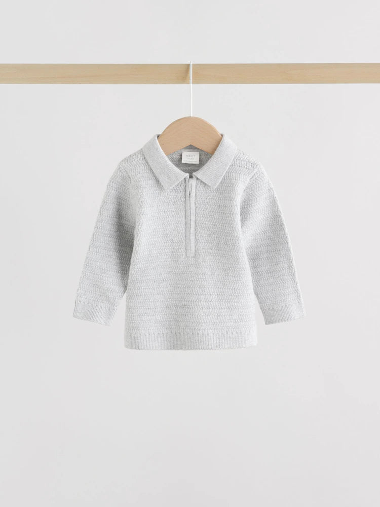 |BabyBoy| Conjunto De Suéter e Leggings De Tricô Cinza Para Bebê (0 meses a 2 anos)