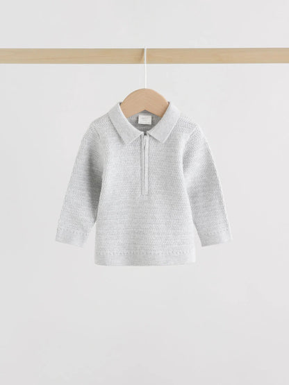 |BabyBoy| Conjunto De Suéter e Leggings De Tricô Cinza Para Bebê (0 meses a 2 anos)