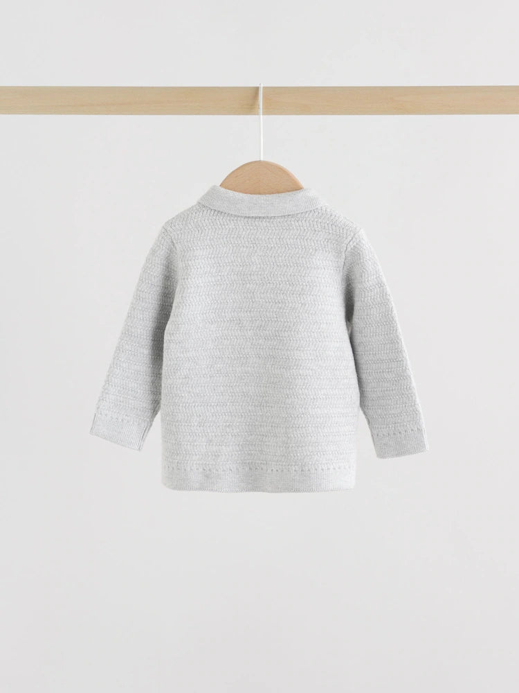 |BabyBoy| Conjunto De Suéter e Leggings De Tricô Cinza Para Bebê (0 meses a 2 anos)