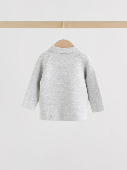 |BabyBoy| Conjunto De Suéter e Leggings De Tricô Cinza Para Bebê (0 meses a 2 anos)