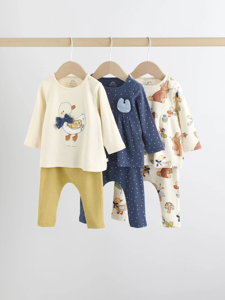 |BabyGirl| Conjunto De Blusa e Leggings De Manga Comprida Cru, 6 Peças (0 meses a 3 anos)