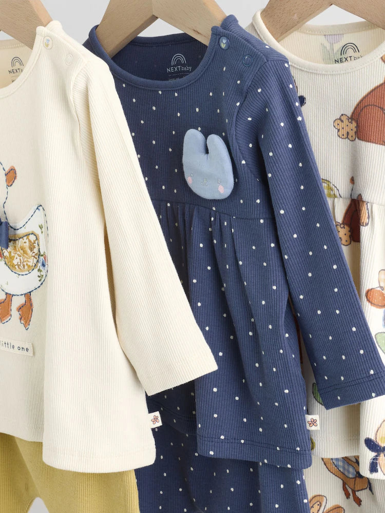 |BabyGirl| Conjunto De Blusa e Leggings De Manga Comprida Cru, 6 Peças (0 meses a 3 anos)