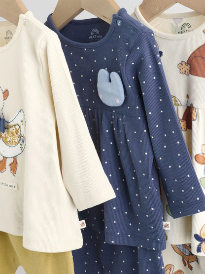 |BabyGirl| Conjunto De Blusa e Leggings De Manga Comprida Cru, 6 Peças (0 meses a 3 anos)