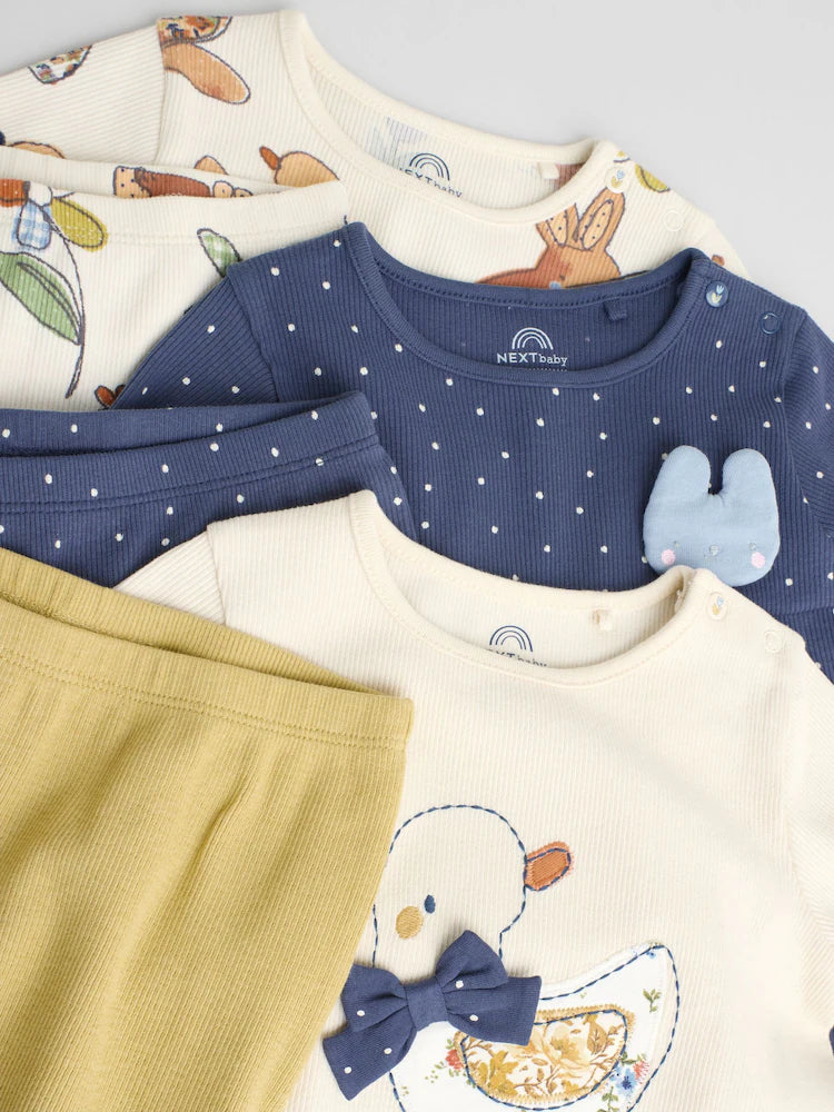 |BabyGirl| Conjunto De Blusa e Leggings De Manga Comprida Cru, 6 Peças (0 meses a 3 anos)