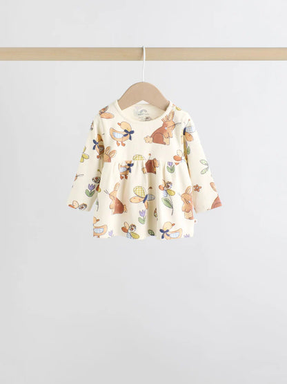 |BabyGirl| Conjunto De Blusa e Leggings De Manga Comprida Cru, 6 Peças (0 meses a 3 anos)