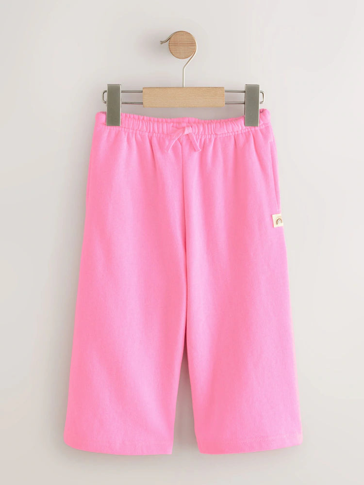 |Girl| Calça De Moletom Rosa Brilhante Com Perna Larga (3 meses a 7 anos)