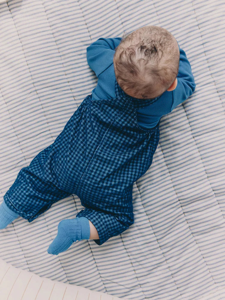 |BabyBoy| Conjunto De Macacão e Macacão Xadrez Azul Para Bebê (0 meses a 2 anos)