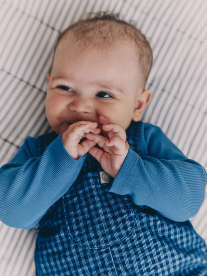 |BabyBoy| Conjunto De Macacão e Macacão Xadrez Azul Para Bebê (0 meses a 2 anos)