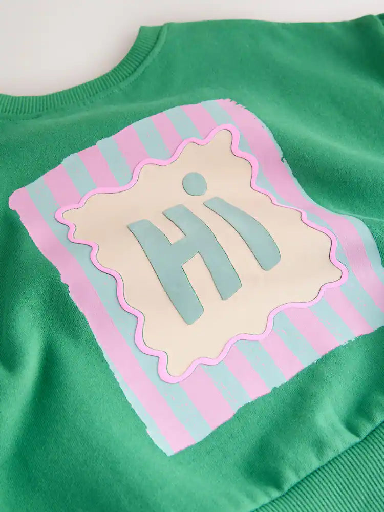 |Girl| Conjunto De Moletom Verde e Calça Pantalona (3 meses a 7 anos)