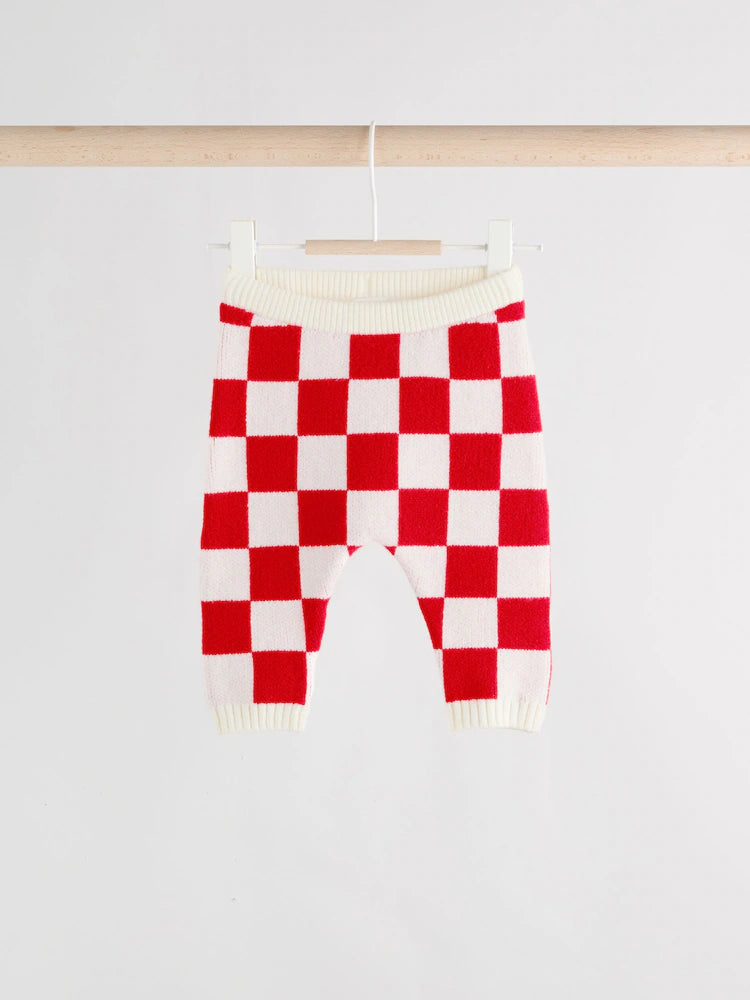 |BabyBoy| Conjunto De Macacão e Legging Xadrez Vermelho Para Bebê (0 meses a 2 anos)