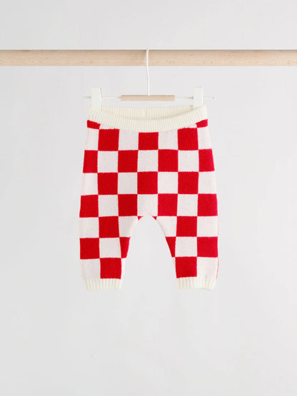 |BabyBoy| Conjunto De Macacão e Legging Xadrez Vermelho Para Bebê (0 meses a 2 anos)