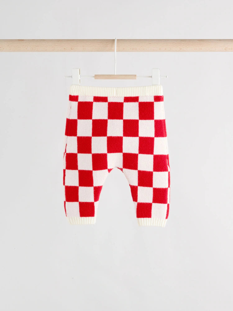 |BabyBoy| Conjunto De Macacão e Legging Xadrez Vermelho Para Bebê (0 meses a 2 anos)