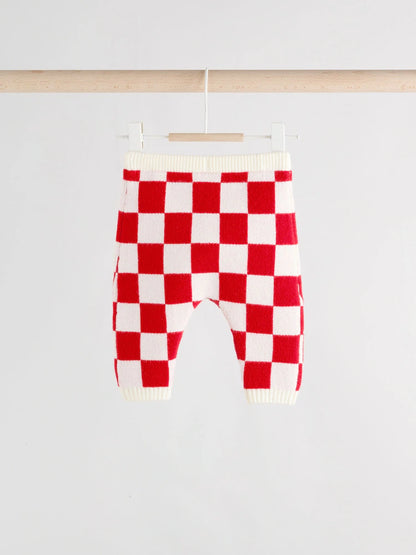 |BabyBoy| Conjunto De Macacão e Legging Xadrez Vermelho Para Bebê (0 meses a 2 anos)