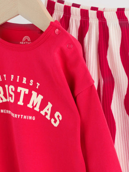 |BabyBoy| Conjunto De Camiseta e Legging Vermelha De Natal Para Bebê (0-18 meses)