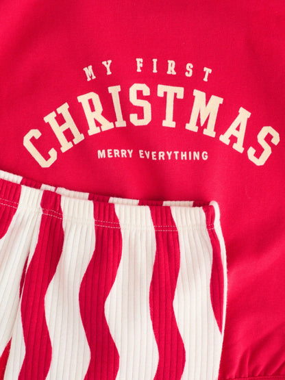 |BabyBoy| Conjunto De Camiseta e Legging Vermelha De Natal Para Bebê (0-18 meses)