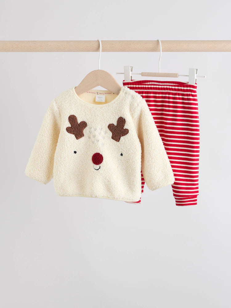 |BabyBoy| Conjunto De Blusa e Leggings De Lã Para Bebês Com Estampa De Rena Neutra (0 meses a 2 anos)