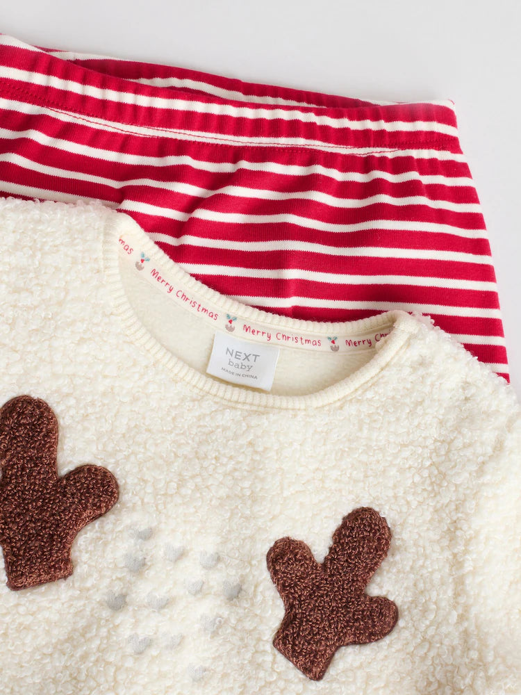 |BabyBoy| Conjunto De Blusa e Leggings De Lã Para Bebês Com Estampa De Rena Neutra (0 meses a 2 anos)