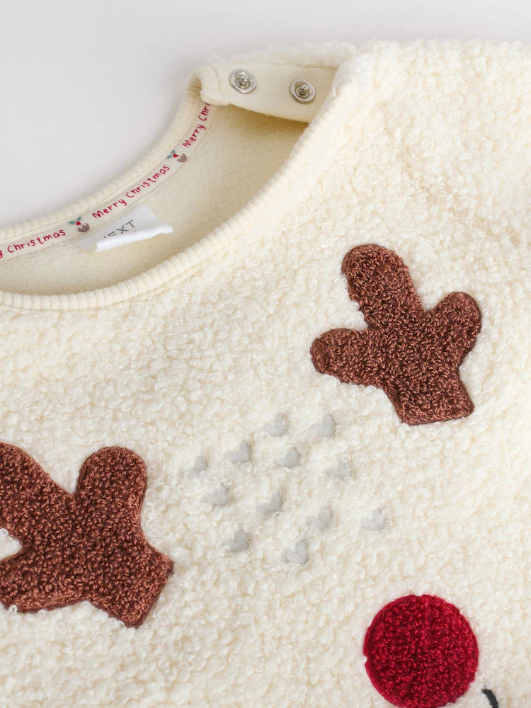 |BabyBoy| Conjunto De Blusa e Leggings De Lã Para Bebês Com Estampa De Rena Neutra (0 meses a 2 anos)