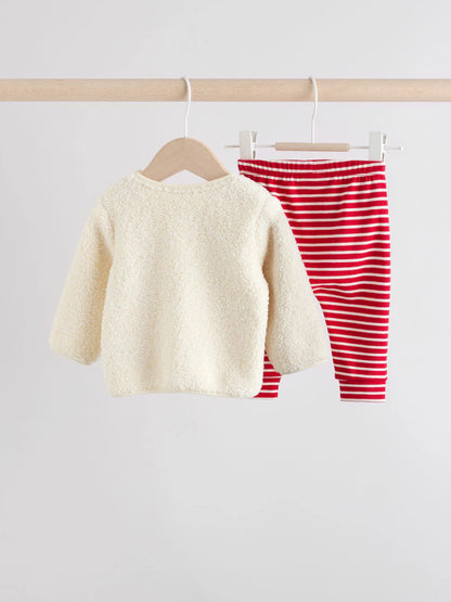 |BabyBoy| Conjunto De Blusa e Leggings De Lã Para Bebês Com Estampa De Rena Neutra (0 meses a 2 anos)