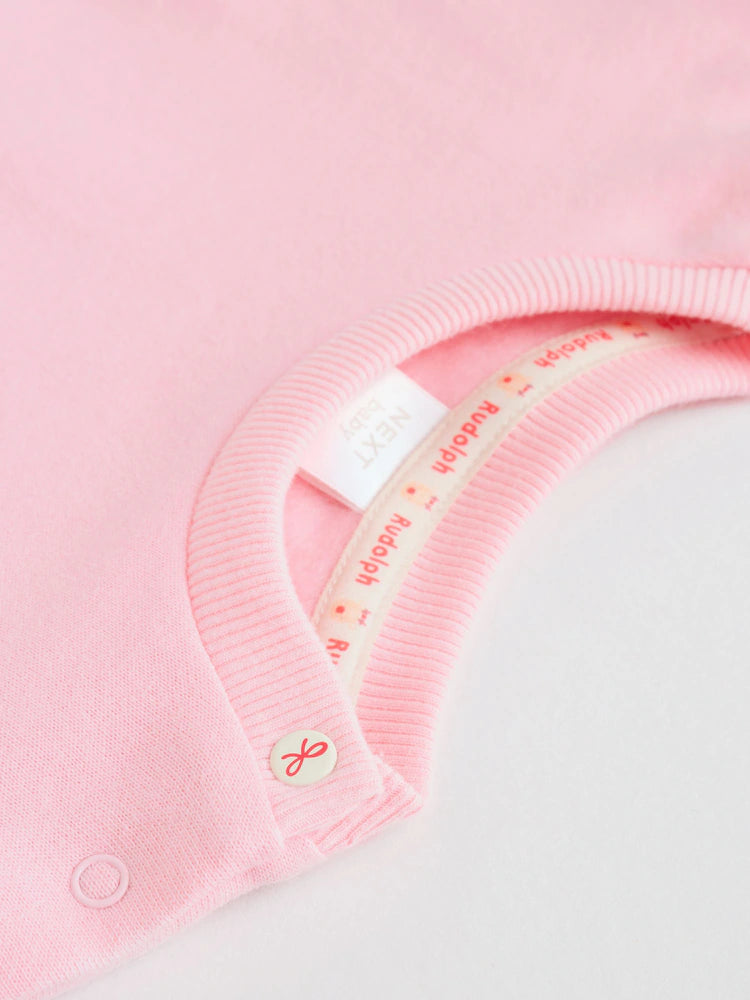 |BabyGirl| Conjunto De Moletom e Calça De Moletom De Rena Vermelha/Rosa Para Bebê (0 meses a 2 anos)