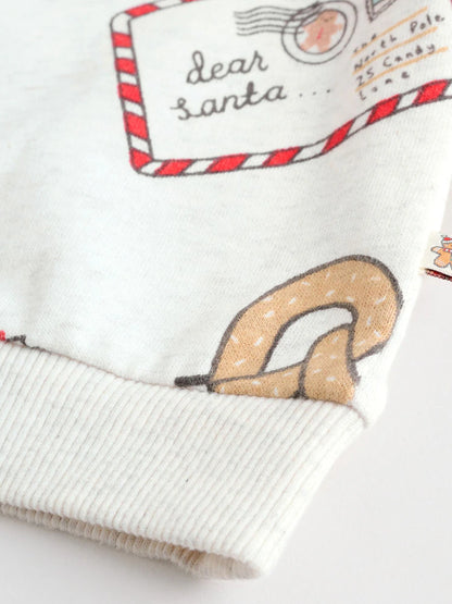 |BabyBoy| Conjunto De Moletom e Moletom Para Bebê Com Estampa Delicada De Papai Noel cinza e guloseimas de Natal