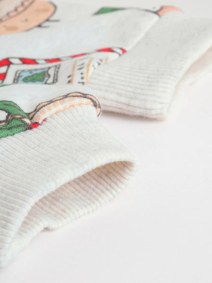 |BabyBoy| Conjunto De Moletom e Moletom Para Bebê Com Estampa Delicada De Papai Noel cinza e guloseimas de Natal