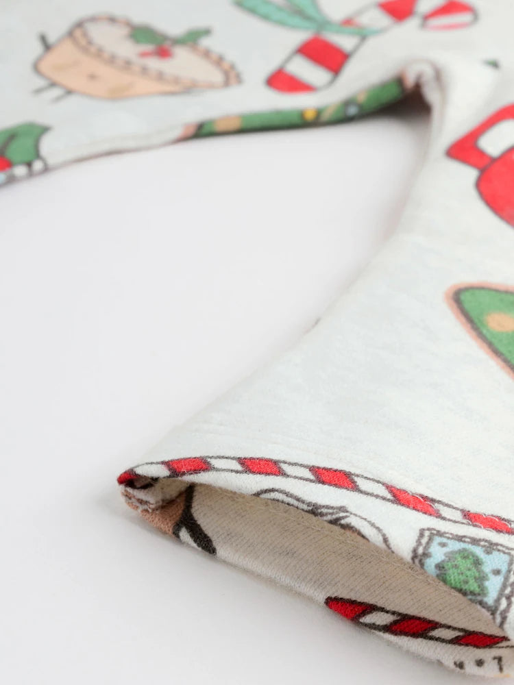 |BabyBoy| Conjunto De Moletom e Moletom Para Bebê Com Estampa Delicada De Papai Noel cinza e guloseimas de Natal