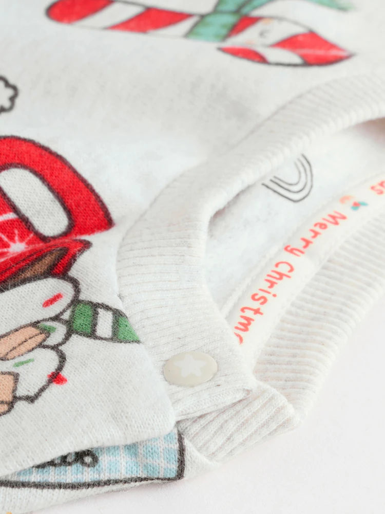 |BabyBoy| Conjunto De Moletom e Moletom Para Bebê Com Estampa Delicada De Papai Noel cinza e guloseimas de Natal