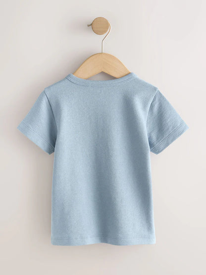 |Boy| Camiseta Azul Clara De Manga Curta Com Gola Henley (3 meses a 7 anos)