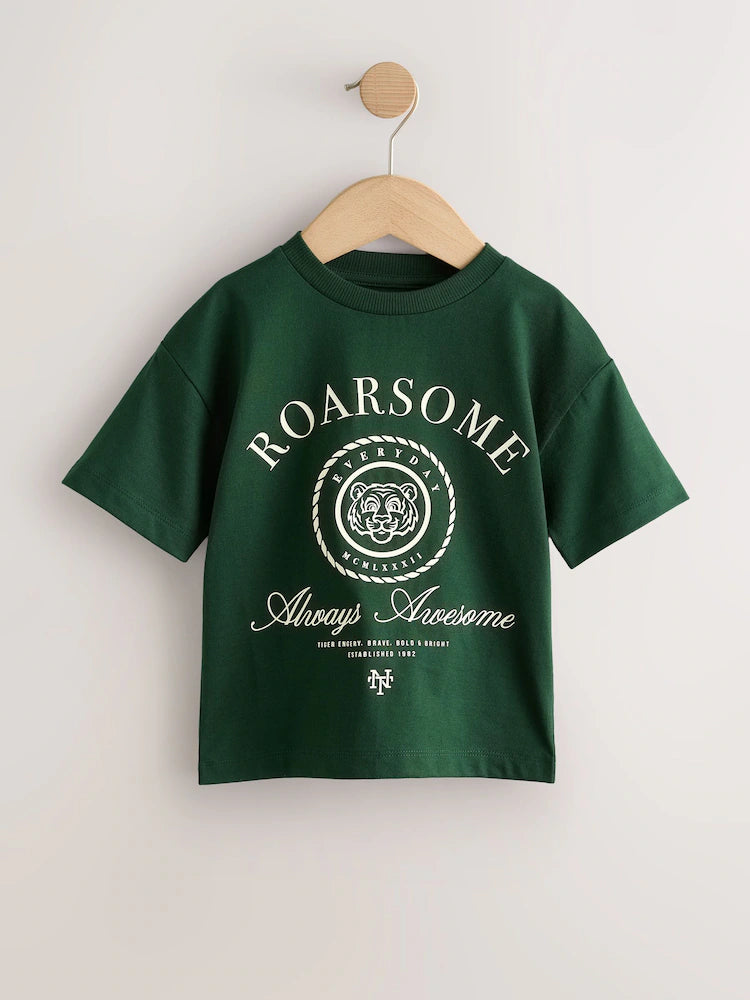 |Boy| Pacote Com 3 Camisetas De Manga Curta Com Estampa De Tigre Verde (3 meses a 7 anos)