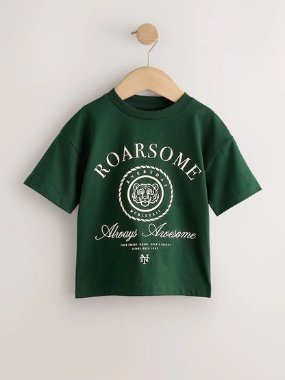 |Boy| Pacote Com 3 Camisetas De Manga Curta Com Estampa De Tigre Verde (3 meses a 7 anos)