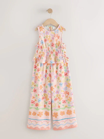 |BigGirl| Conjunto De Blusa Com Estampa Floral e Calça Pantalona (3-16 anos)