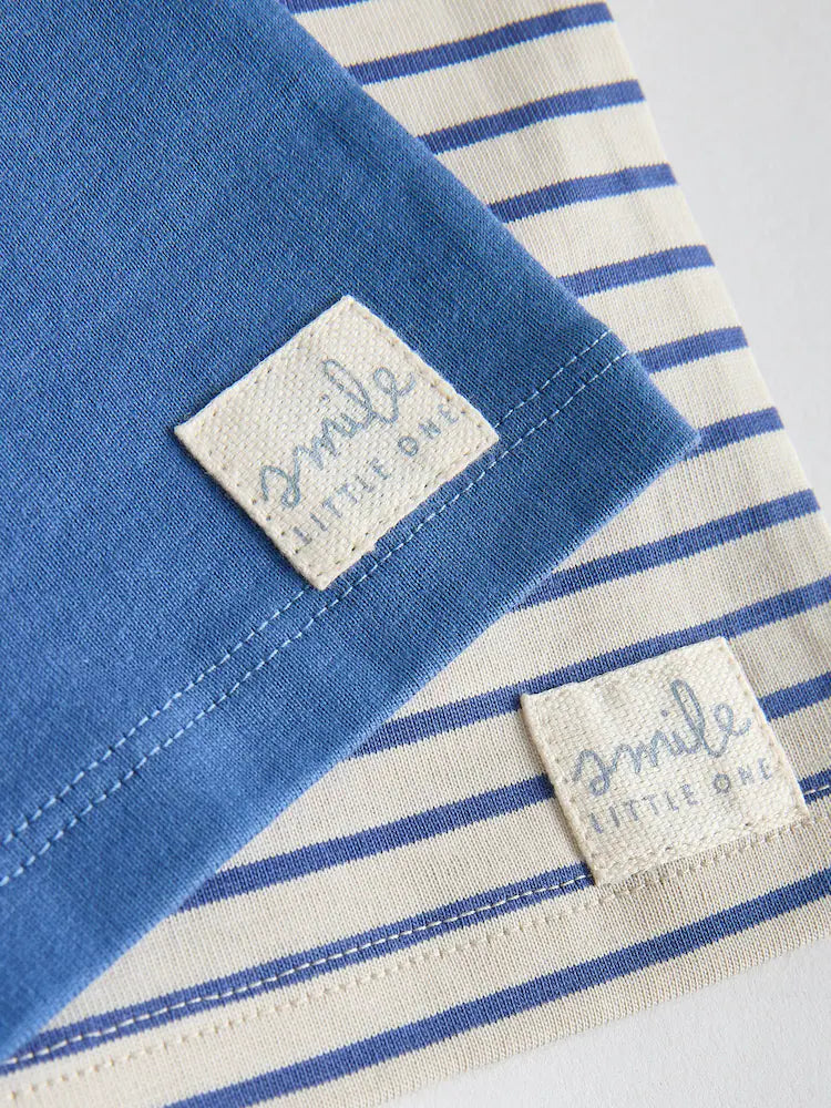 |BabyBoy| Conjunto De 4 Camisetas Azuis De Manga Curta Para Bebês (0 meses a 2 anos)
