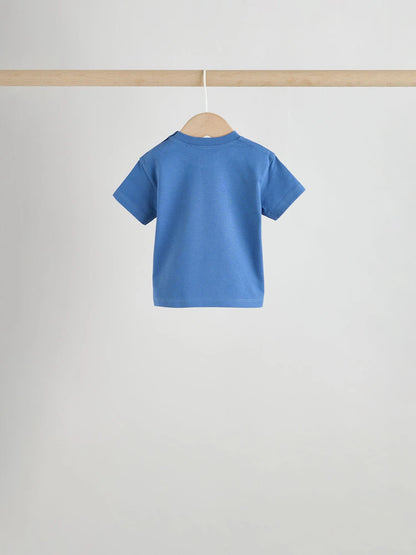 |BabyBoy| Conjunto De 4 Camisetas Azuis De Manga Curta Para Bebês (0 meses a 2 anos)