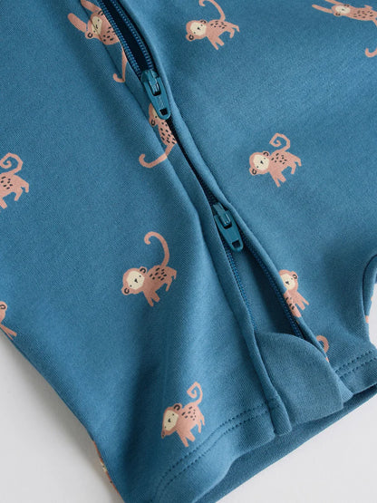 |BabyBoy| Conjunto Com 3 Macacões Para Bebê Nas Cores Azul Turquesa Com Zíper Duplo (0 meses a 3 anos)