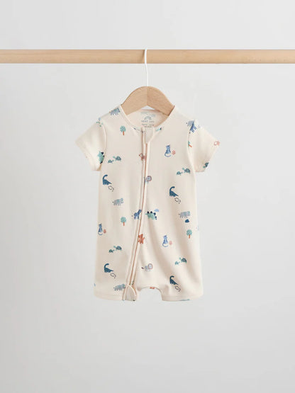 |BabyBoy| Conjunto Com 3 Macacões Para Bebê Nas Cores Azul Turquesa Com Zíper Duplo (0 meses a 3 anos)