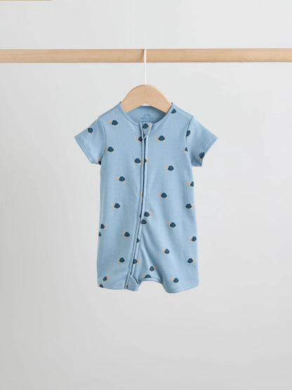 |BabyBoy| Conjunto Com 3 Macacões Para Bebê Nas Cores Azul Turquesa Com Zíper Duplo (0 meses a 3 anos)