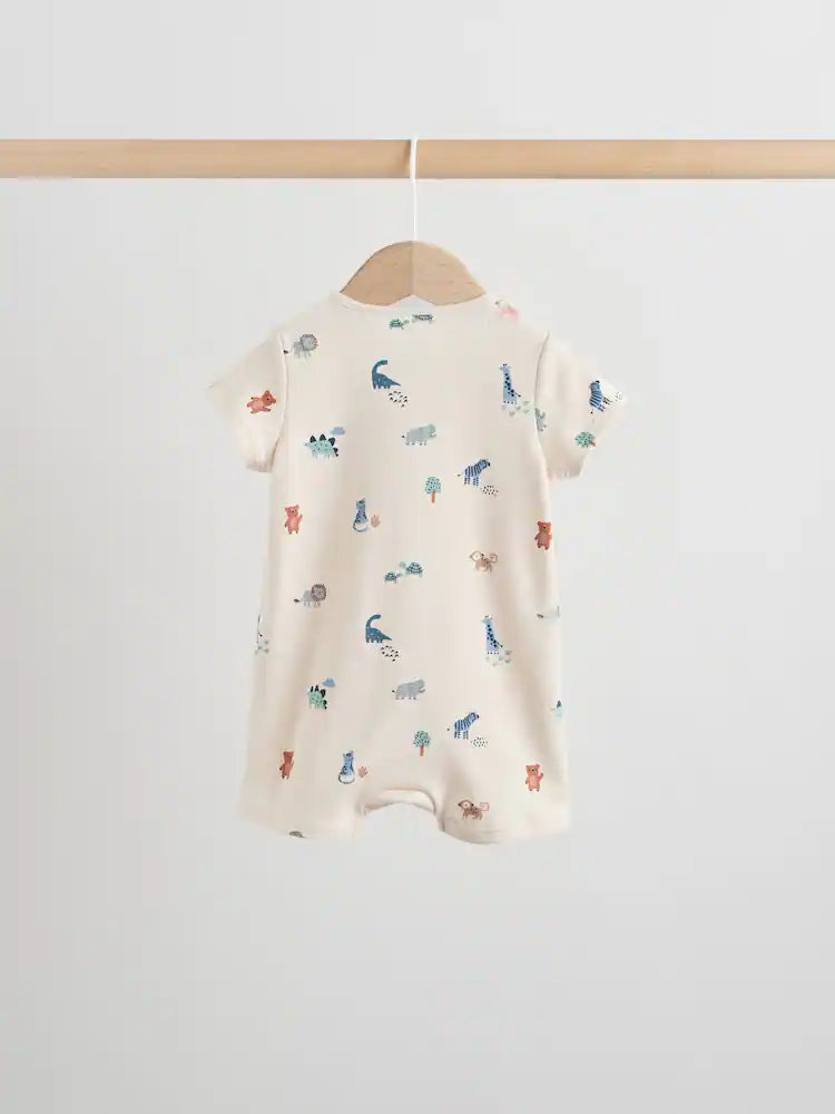 |BabyBoy| Conjunto Com 3 Macacões Para Bebê Nas Cores Azul Turquesa Com Zíper Duplo (0 meses a 3 anos)