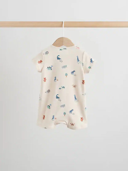 |BabyBoy| Conjunto Com 3 Macacões Para Bebê Nas Cores Azul Turquesa Com Zíper Duplo (0 meses a 3 anos)